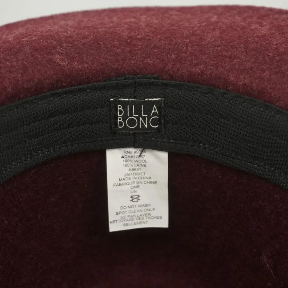 Billabong Burgundy Wool Fedora with Tan Band
